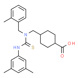 ChemSpider 2D Image | 4-({[(3,5-Dimethylphenyl)carbamothioyl](2-methylbenzyl)amino}methyl)cyclohexanecarboxylic acid | C25H32N2O2S
