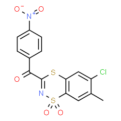 ChemSpider 2D Image | (6-Chloro-7-methyl-1,1-dioxido-1,4,2-benzodithiazin-3-yl)(4-nitrophenyl)methanone | C15H9ClN2O5S2