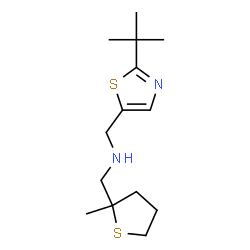 ChemSpider 2D Image | 1-[2-(2-Methyl-2-propanyl)-1,3-thiazol-5-yl]-N-[(2-methyltetrahydro-2-thiophenyl)methyl]methanamine | C14H24N2S2