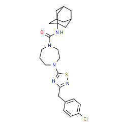 ChemSpider 2D Image | N-(Adamantan-1-yl)-4-[3-(4-chlorobenzyl)-1,2,4-thiadiazol-5-yl]-1,4-diazepane-1-carboxamide | C25H32ClN5OS