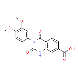 ChemSpider 2D Image | 3-(3,4-Dimethoxyphenyl)-2,4-dioxo-1,2,3,4-tetrahydro-7-quinazolinecarboxylic acid | C17H14N2O6