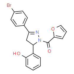 ChemSpider 2D Image | 2-[5-(4-bromophenyl)-2-(furan-2-carbonyl)-3,4-dihydropyrazol-3-yl]phenol | C20H15BrN2O3