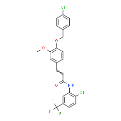 ChemSpider 2D Image | 3-{4-[(4-Chlorobenzyl)oxy]-3-methoxyphenyl}-N-[2-chloro-5-(trifluoromethyl)phenyl]acrylamide | C24H18Cl2F3NO3