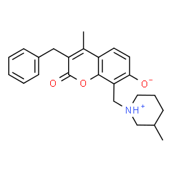 ChemSpider 2D Image | 3-Benzyl-4-methyl-8-[(3-methyl-1-piperidiniumyl)methyl]-2-oxo-2H-chromen-7-olate | C24H27NO3