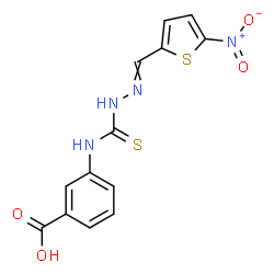 ChemSpider 2D Image | 3-[({2-[(5-Nitro-2-thienyl)methylene]hydrazino}carbonothioyl)amino]benzoic acid | C13H10N4O4S2