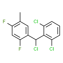 ChemSpider 2D Image | 1-[Chloro(2,6-dichlorophenyl)methyl]-2,4-difluoro-5-methylbenzene | C14H9Cl3F2