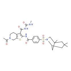 ChemSpider 2D Image | 6-Acetyl-N-(methylcarbamoyl)-2-({4-[(1,3,3-trimethyl-6-azabicyclo[3.2.1]oct-6-yl)sulfonyl]benzoyl}amino)-4,5,6,7-tetrahydrothieno[2,3-c]pyridine-3-carboxamide | C29H37N5O6S2
