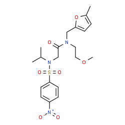 ChemSpider 2D Image | N~2~-Isopropyl-N-(2-methoxyethyl)-N-[(5-methyl-2-furyl)methyl]-N~2~-[(4-nitrophenyl)sulfonyl]glycinamide | C20H27N3O7S