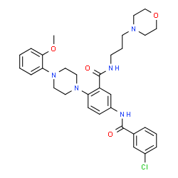 ChemSpider 2D Image | 5-[(3-Chlorobenzoyl)amino]-2-[4-(2-methoxyphenyl)-1-piperazinyl]-N-[3-(4-morpholinyl)propyl]benzamide | C32H38ClN5O4