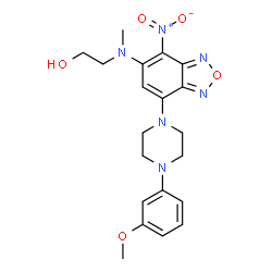 ChemSpider 2D Image | 2-[{7-[4-(3-Methoxyphenyl)-1-piperazinyl]-4-nitro-2,1,3-benzoxadiazol-5-yl}(methyl)amino]ethanol | C20H24N6O5