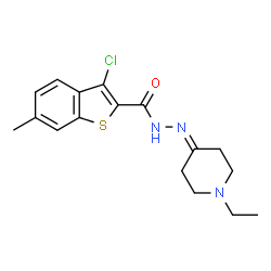 ChemSpider 2D Image | 3-Chloro-N'-(1-ethyl-4-piperidinylidene)-6-methyl-1-benzothiophene-2-carbohydrazide | C17H20ClN3OS