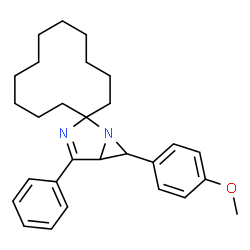 ChemSpider 2D Image | 6-(4-Methoxyphenyl)-4-phenyl-1,3-diazaspiro[bicyclo[3.1.0]hexane-2,1'-cyclododecane]-3-ene | C28H36N2O