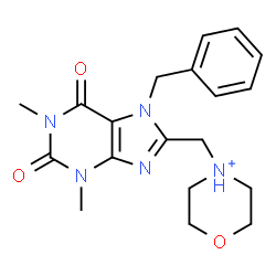 ChemSpider 2D Image | 4-[(7-Benzyl-1,3-dimethyl-2,6-dioxo-2,3,6,7-tetrahydro-1H-purin-8-yl)methyl]morpholin-4-ium | C19H24N5O3