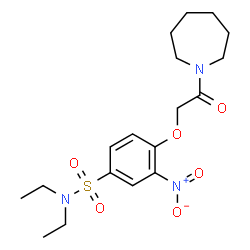 ChemSpider 2D Image | 4-[2-(1-Azepanyl)-2-oxoethoxy]-N,N-diethyl-3-nitrobenzenesulfonamide | C18H27N3O6S