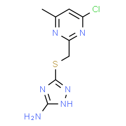 ChemSpider 2D Image | 3-{[(4-Chloro-6-methyl-2-pyrimidinyl)methyl]sulfanyl}-1H-1,2,4-triazol-5-amine | C8H9ClN6S