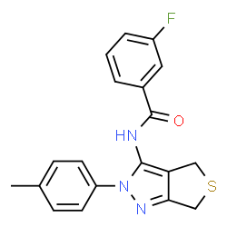 ChemSpider 2D Image | 3-Fluoro-N-[2-(4-methylphenyl)-2,6-dihydro-4H-thieno[3,4-c]pyrazol-3-yl]benzamide | C19H16FN3OS