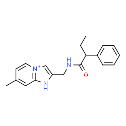 ChemSpider 2D Image | 7-Methyl-2-{[(2-phenylbutanoyl)amino]methyl}-1H-imidazo[1,2-a]pyridin-4-ium | C19H22N3O
