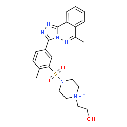 ChemSpider 2D Image | 1-(2-Hydroxyethyl)-4-{[2-methyl-5-(6-methyl[1,2,4]triazolo[3,4-a]phthalazin-3-yl)phenyl]sulfonyl}piperazin-1-ium | C23H27N6O3S
