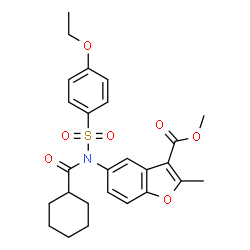 ChemSpider 2D Image | Methyl 5-{(cyclohexylcarbonyl)[(4-ethoxyphenyl)sulfonyl]amino}-2-methyl-1-benzofuran-3-carboxylate | C26H29NO7S