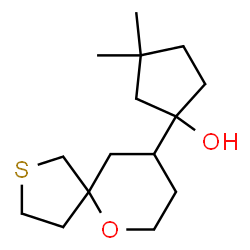 ChemSpider 2D Image | 3,3-Dimethyl-1-(6-oxa-2-thiaspiro[4.5]dec-9-yl)cyclopentanol | C15H26O2S