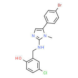 ChemSpider 2D Image | 2-({[5-(4-Bromophenyl)-1-methyl-1H-imidazol-2-yl]amino}methyl)-4-chlorophenol | C17H15BrClN3O