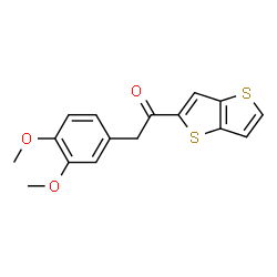 ChemSpider 2D Image | 2-(3,4-Dimethoxyphenyl)-1-(thieno[3,2-b]thiophen-2-yl)ethanone | C16H14O3S2