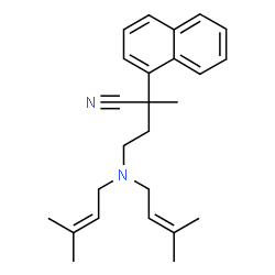 ChemSpider 2D Image | 4-[Bis(3-methyl-2-buten-1-yl)amino]-2-methyl-2-(1-naphthyl)butanenitrile | C25H32N2