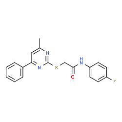 ChemSpider 2D Image | N-(4-Fluorophenyl)-2-[(4-methyl-6-phenyl-2-pyrimidinyl)sulfanyl]acetamide | C19H16FN3OS