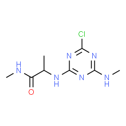 ChemSpider 2D Image | N~2~-[4-Chloro-6-(methylamino)-1,3,5-triazin-2-yl]-N-methylalaninamide | C8H13ClN6O