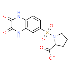 ChemSpider 2D Image | 1-[(2,3-Dioxo-1,2,3,4-tetrahydro-6-quinoxalinyl)sulfonyl]-2-pyrrolidinecarboxylate | C13H12N3O6S
