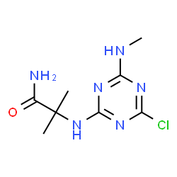 ChemSpider 2D Image | N~2~-[4-Chloro-6-(methylamino)-1,3,5-triazin-2-yl]-2-methylalaninamide | C8H13ClN6O