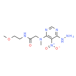 ChemSpider 2D Image | N~2~-(6-Hydrazino-5-nitro-4-pyrimidinyl)-N-(2-methoxyethyl)-N~2~-methylglycinamide | C10H17N7O4