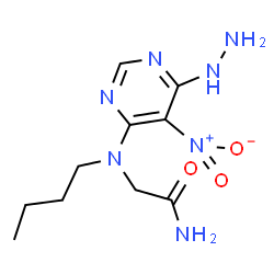 ChemSpider 2D Image | N~2~-Butyl-N~2~-(6-hydrazino-5-nitro-4-pyrimidinyl)glycinamide | C10H17N7O3