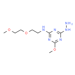 ChemSpider 2D Image | 4-Hydrazino-6-methoxy-N-[2-(2-methoxyethoxy)ethyl]-1,3,5-triazin-2-amine | C9H18N6O3