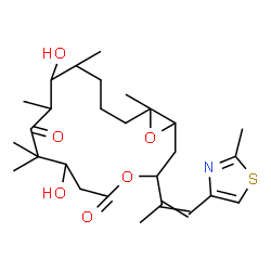 ChemSpider 2D Image | 7,11-Dihydroxy-8,8,10,12,16-pentamethyl-3-[1-(2-methyl-1,3-thiazol-4-yl)-1-propen-2-yl]-4,17-dioxabicyclo[14.1.0]heptadecane-5,9-dione | C27H41NO6S