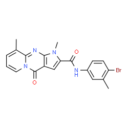 ChemSpider 2D Image | N-(4-Bromo-3-methylphenyl)-1,9-dimethyl-4-oxo-1,4-dihydropyrido[1,2-a]pyrrolo[2,3-d]pyrimidine-2-carboxamide | C20H17BrN4O2