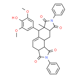 ChemSpider 2D Image | 6-(4-Hydroxy-3,5-dimethoxyphenyl)-6a-methyl-2,8-diphenyl-3a,4,6,6a,9a,10,10a,10b-octahydroisoindolo[5,6-e]isoindole-1,3,7,9(2H,8H)-tetrone | C35H32N2O7