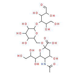 ChemSpider 2D Image | 5-Acetamido-3,5-dideoxy-6-(1,2,3-trihydroxypropyl)hex-2-ulopyranonosyl-(2->6)hexopyranosyl-(1->4)hexose | C23H39NO19