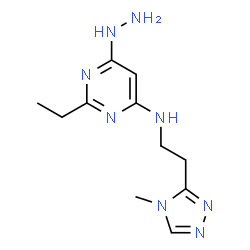 ChemSpider 2D Image | 2-Ethyl-6-hydrazino-N-[2-(4-methyl-4H-1,2,4-triazol-3-yl)ethyl]-4-pyrimidinamine | C11H18N8