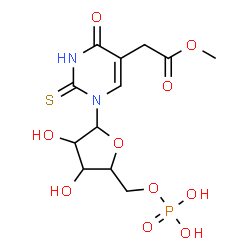 ChemSpider 2D Image | 5-(2-Methoxy-2-oxoethyl)-1-(5-O-phosphonopentofuranosyl)-2-thioxo-2,3-dihydro-4(1H)-pyrimidinone | C12H17N2O10PS