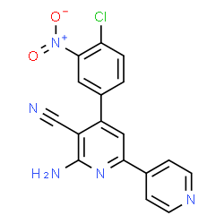 ChemSpider 2D Image | 6-Amino-4-(4-chloro-3-nitrophenyl)-2,4'-bipyridine-5-carbonitrile | C17H10ClN5O2
