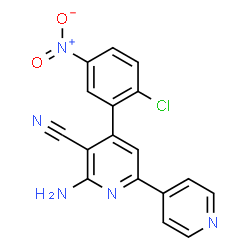 ChemSpider 2D Image | 6-Amino-4-(2-chloro-5-nitrophenyl)-2,4'-bipyridine-5-carbonitrile | C17H10ClN5O2