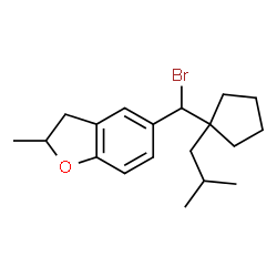 ChemSpider 2D Image | 5-[Bromo(1-isobutylcyclopentyl)methyl]-2-methyl-2,3-dihydro-1-benzofuran | C19H27BrO