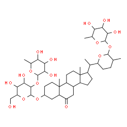 ChemSpider 2D Image | 26-[(6-Deoxyhexopyranosyl)oxy]-6-oxo-22,26-epoxycholestan-3-yl 2-O-(6-deoxyhexopyranosyl)hexopyranoside | C45H74O17