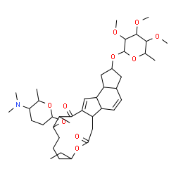 ChemSpider 2D Image | 13-{[5-(Dimethylamino)-6-methyltetrahydro-2H-pyran-2-yl]oxy}-9-ethyl-14-methyl-7,15-dioxo-2,3,3a,5a,5b,6,7,9,10,11,12,13,14,15,16a,16b-hexadecahydro-1H-as-indaceno[3,2-d]oxacyclododecin-2-yl 6-deoxy-2
,3,4-tri-O-methylhexopyranoside | C41H65NO10