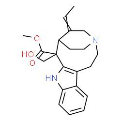 ChemSpider 2D Image | Methyl 16-ethylidene-2-(hydroxymethyl)-4,14-diazatetracyclo[12.2.2.0~3,11~.0~5,10~]octadeca-3(11),5,7,9-tetraene-2-carboxylate | C21H26N2O3