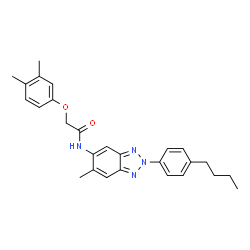 ChemSpider 2D Image | N-[2-(4-Butylphenyl)-6-methyl-2H-benzotriazol-5-yl]-2-(3,4-dimethylphenoxy)acetamide | C27H30N4O2