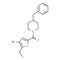 ChemSpider 2D Image | (4-Benzyl-1-piperidinyl)(4-bromo-5-ethyl-2-thienyl)methanone | C19H22BrNOS