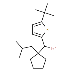 ChemSpider 2D Image | 2-[Bromo(1-isobutylcyclopentyl)methyl]-5-(2-methyl-2-propanyl)thiophene | C18H29BrS