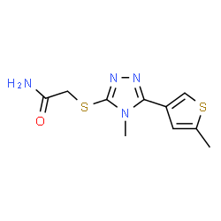 ChemSpider 2D Image | 2-{[4-Methyl-5-(5-methyl-3-thienyl)-4H-1,2,4-triazol-3-yl]sulfanyl}acetamide | C10H12N4OS2
